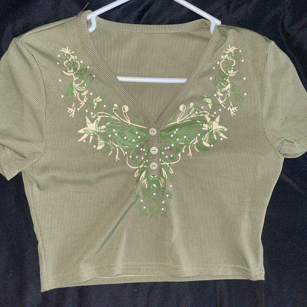 Green crop top